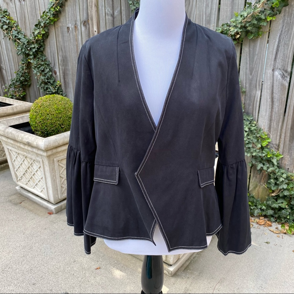 ULLA JOHNSON Black Bell-Sleeve Jacket Size 8